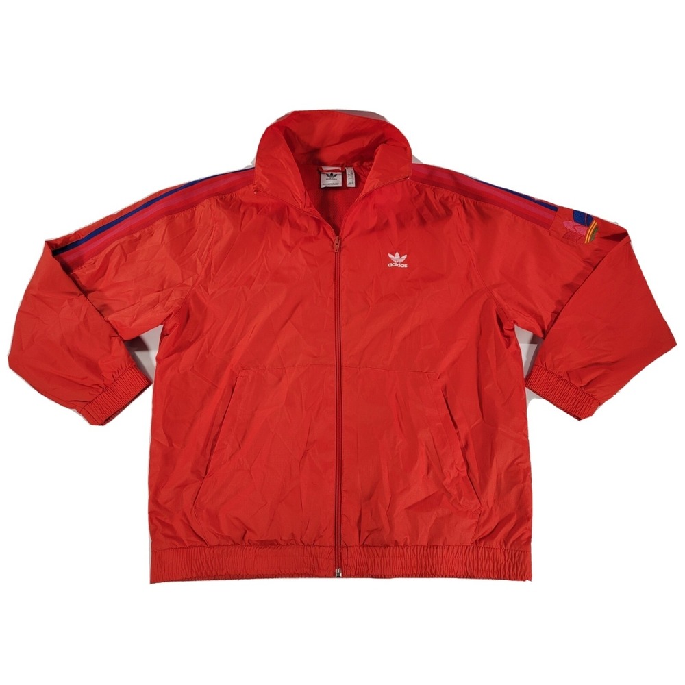 Adidas Originals 3D Trefoil 3-Stripes Track Jacket Active Red GE6248 Sz L EUC‎